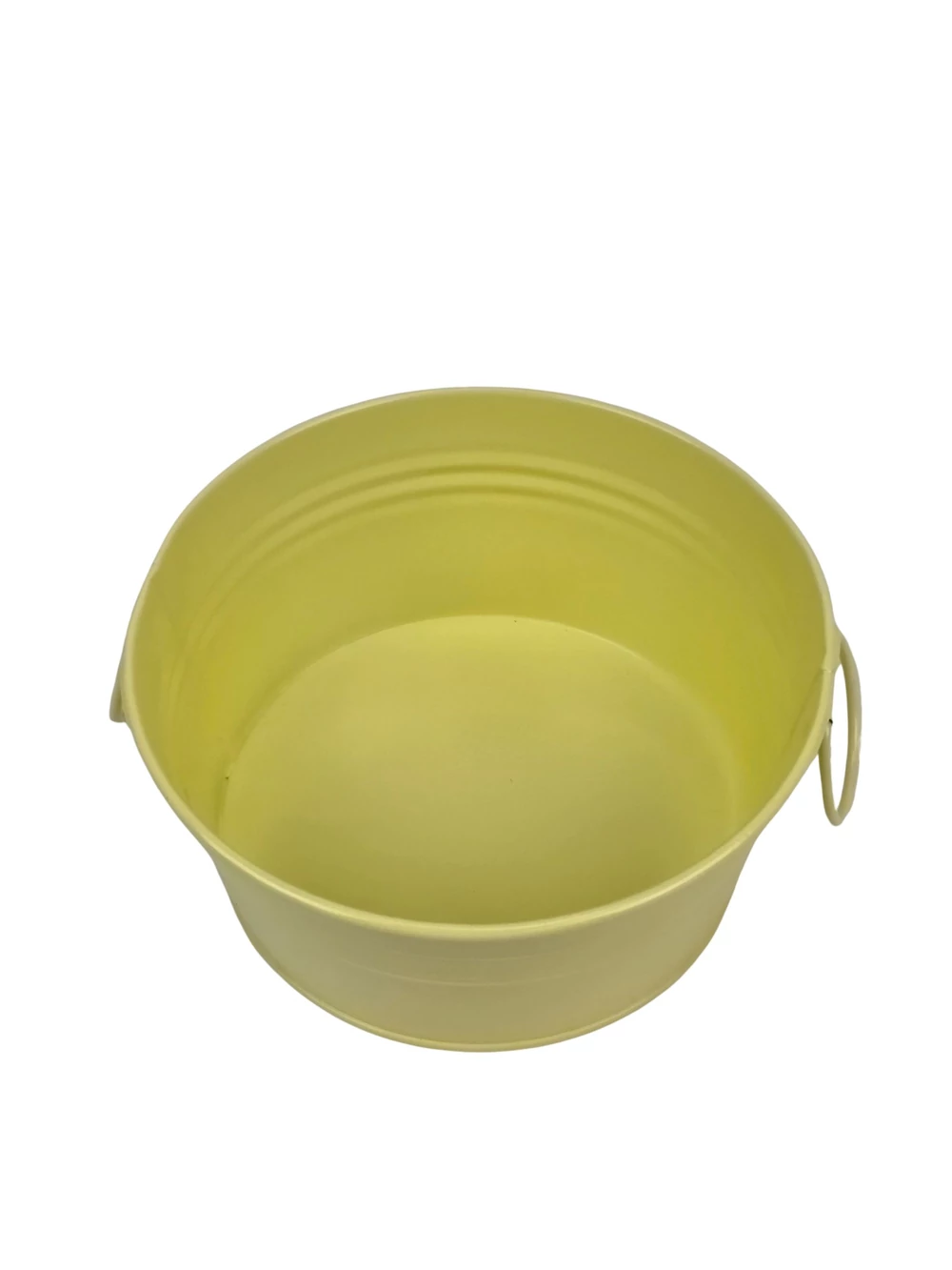 Kép 2/3 - Fémfüles kerek bádog tál 15 cm - Sárga