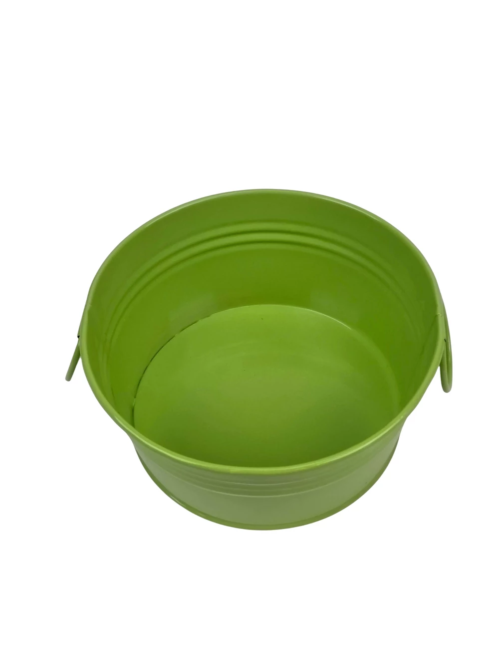 Kép 2/3 - Fémfüles kerek bádog tál 15 cm - Zöld