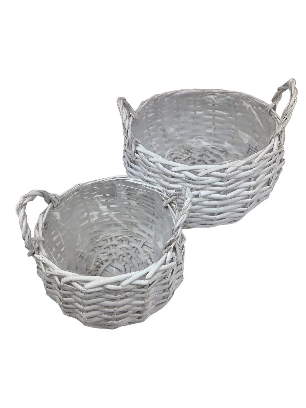 Kép 2/2 - Fehér kerekded füles vessző kosár*2