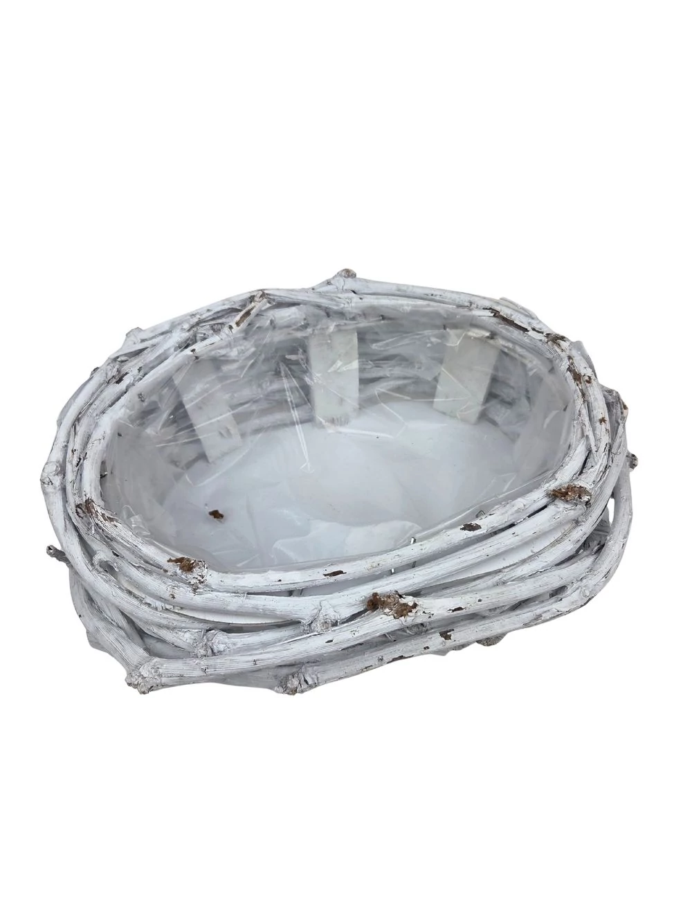 Kép 2/2 - Fehér szőlővessző kosár ovál