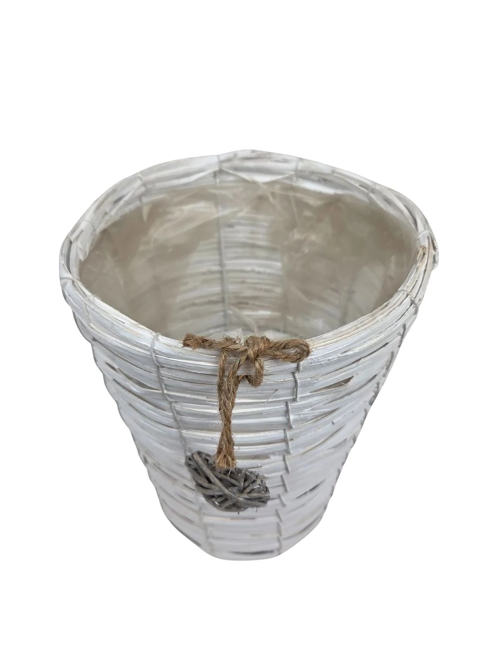 Kép 2/2 - Rattan szíves fehér nagy kosár