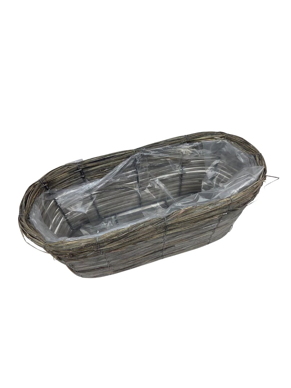 Kép 2/2 - Nagy ovál szürke vessző kosár 