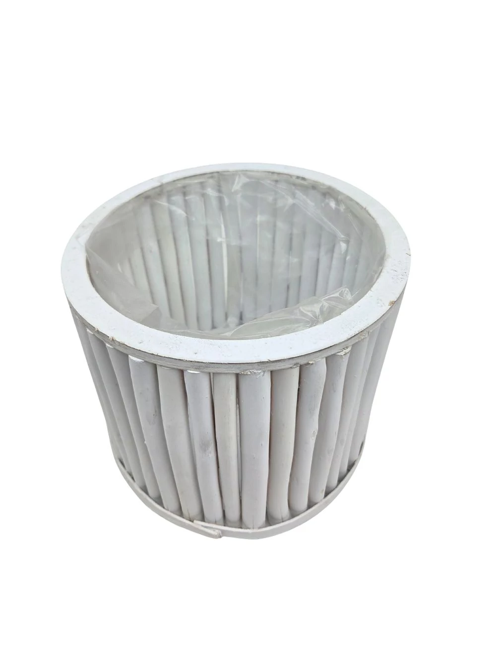 Kép 2/2 - Fehér fadarabos kerek kaspó