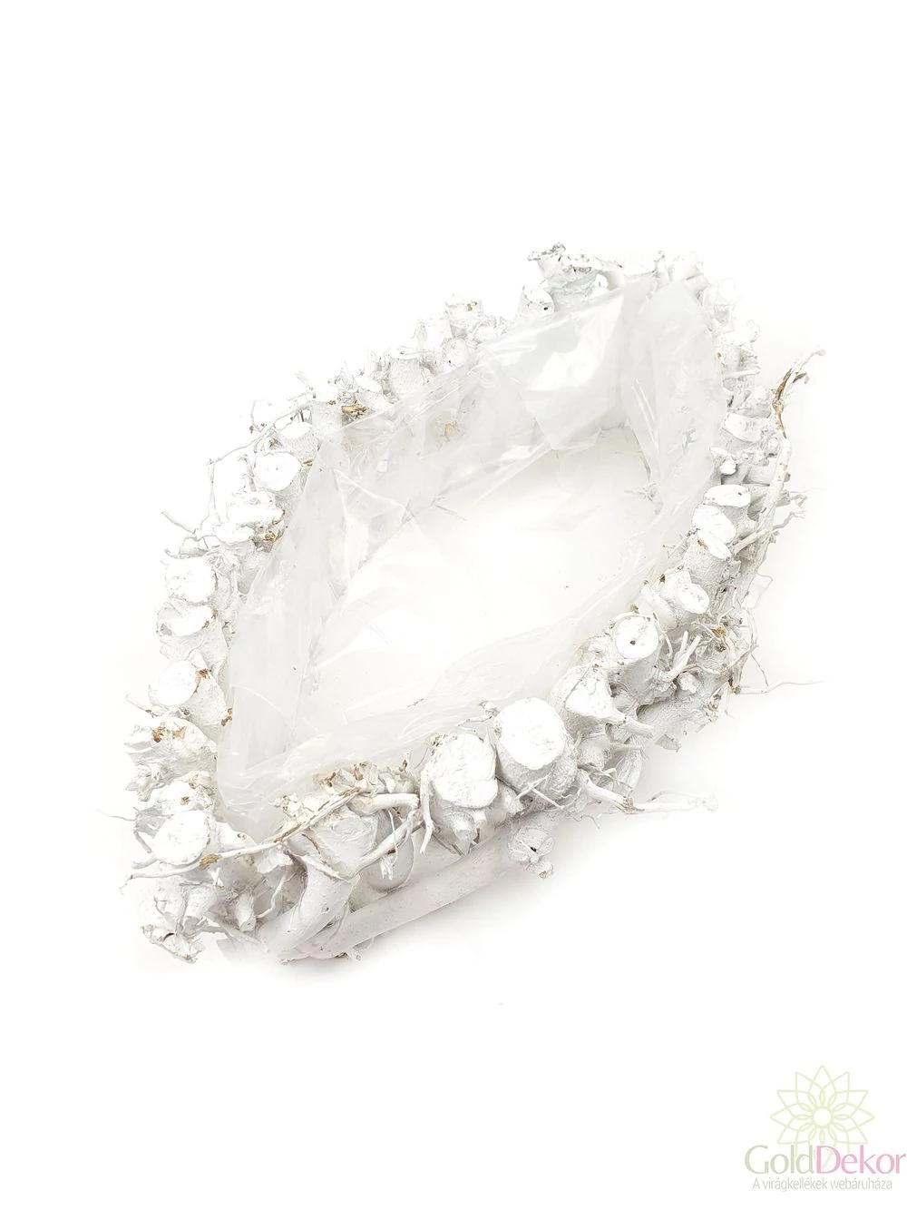 Kép 2/2 - Szem formájú fadarabos fehér kosár