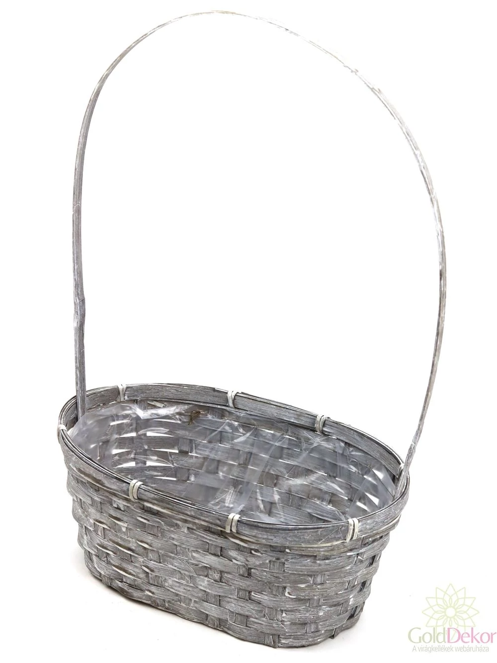 Kép 2/2 - Füles ovál kosár - Szürke