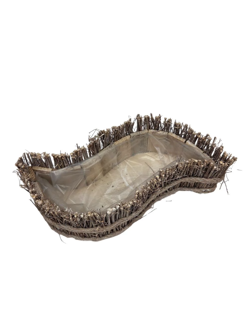 Kép 2/2 - Fadarabos íves láda kötél szegéllyel