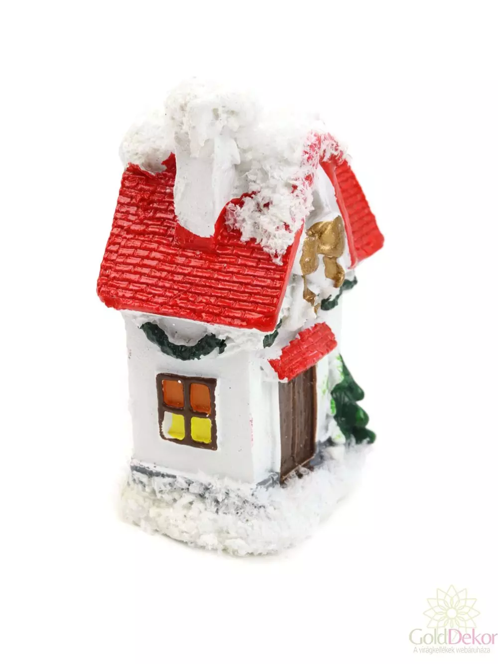 Kép 2/2 - Piros tetős havas házikó