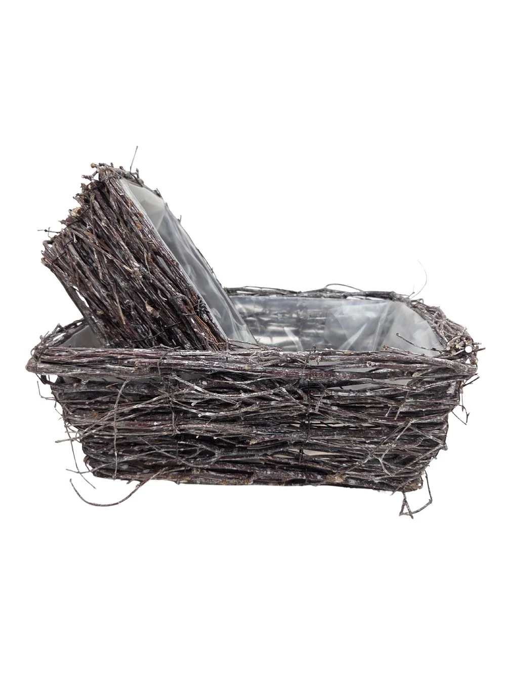 Kép 2/3 - Hamvas nyírfa vesszős tégla kosár szett*2