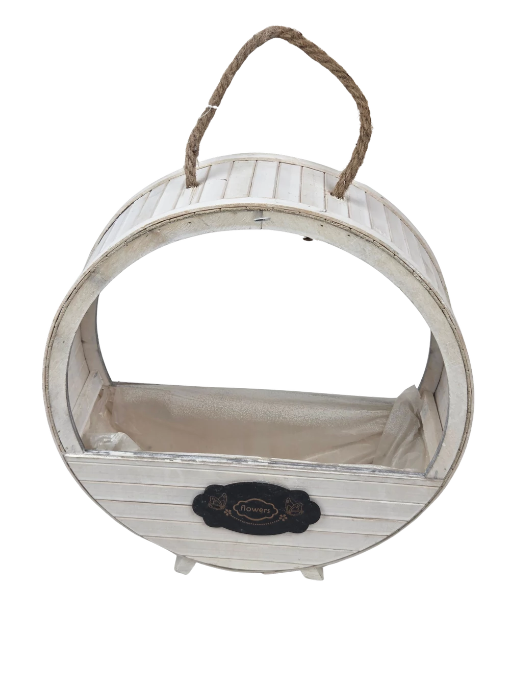 Kép 2/2 - Bambusz kerek láda 31 cm - Fehér