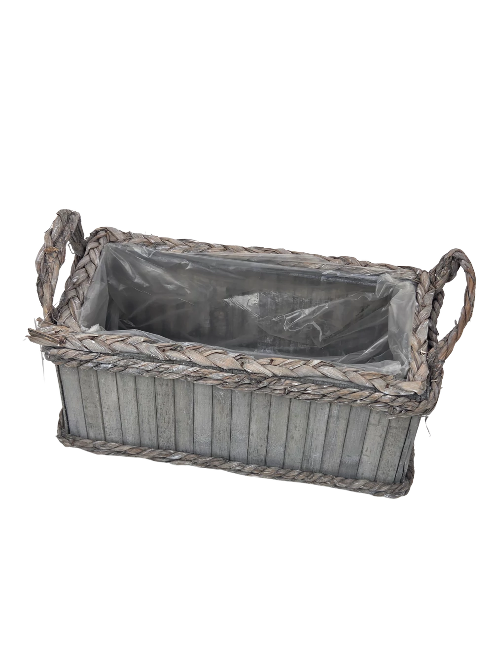 Kép 2/2 - Füles bambusz láda tégla 34 cm  - Szürke