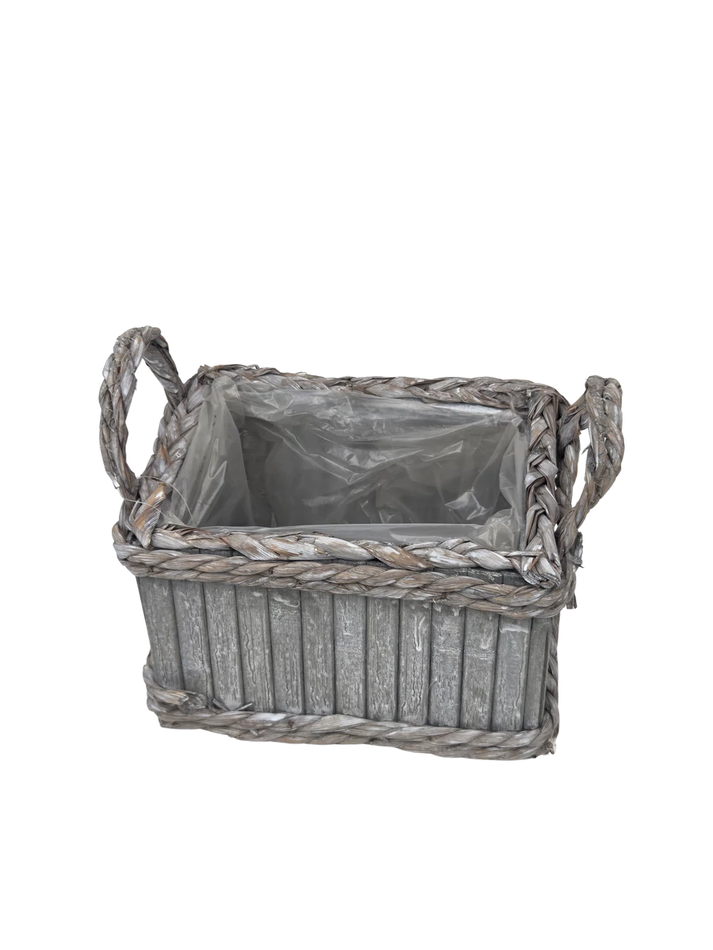 Kép 2/2 - Füles bambusz láda tégla 23 cm - Szürke