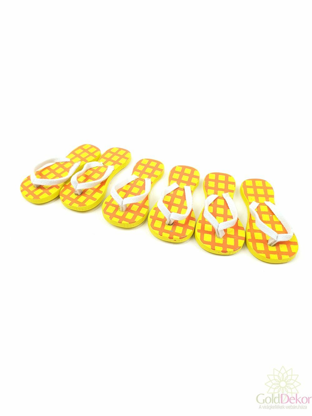Mini strand papucs*6 - Sárga kockás