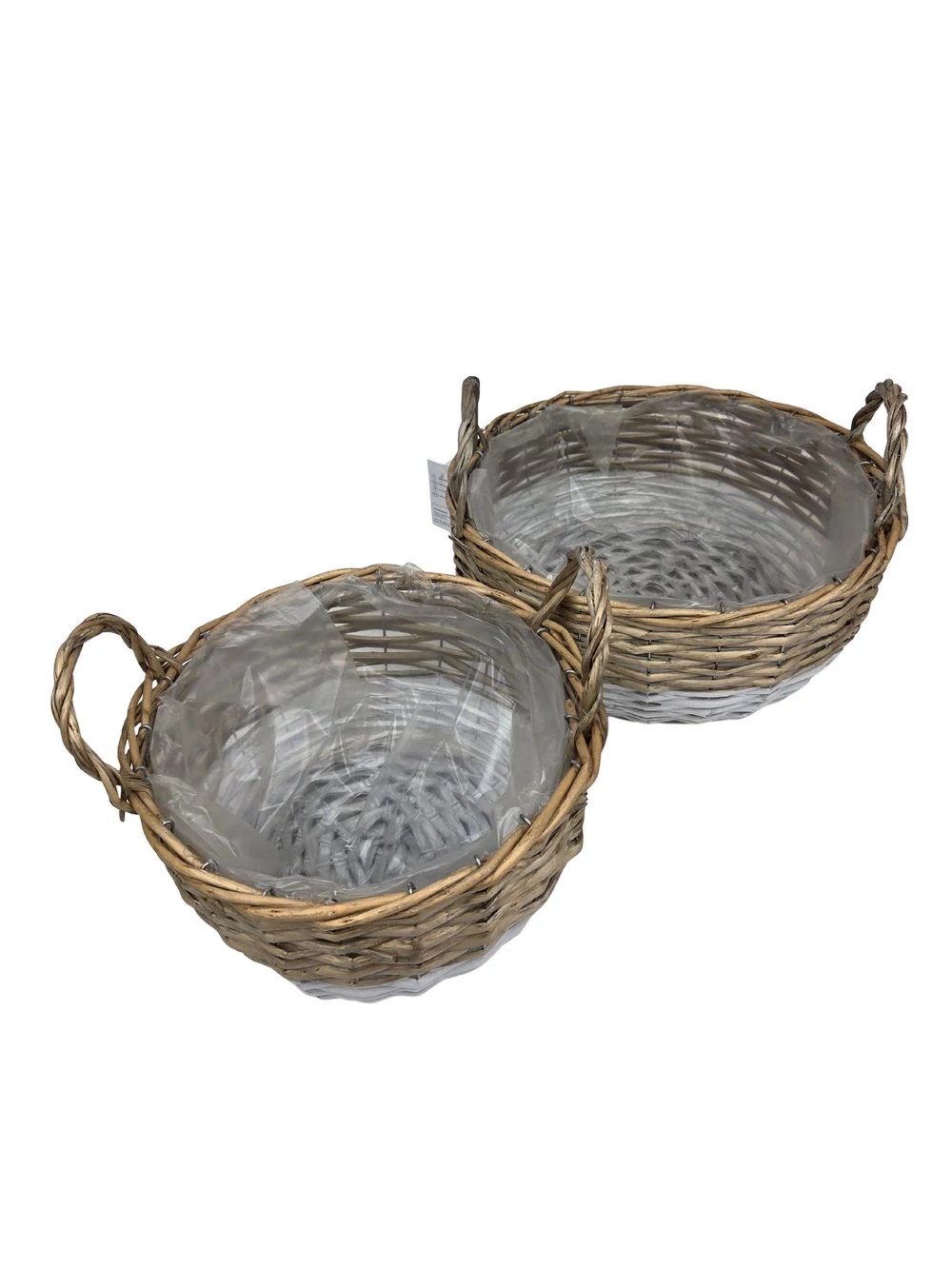 Kép 2/2 - Fehér aljú kerek füles kosár szett*2