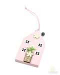 Akasztós virágos pöttyös házikó - Rózsaszín