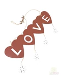 Akasztós "love" szív tábla - Barna