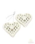 Karácsonyi glitteres függő - Fehér szív*2
