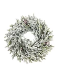 Apró levelű műfenyő koszorú bogyóval 35 cm- havas