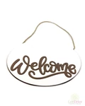 Kerek kopogtató tábla Welcome - Fehér-barna