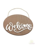 Kerek kopogtató tábla Welcome - Barna-fehér