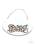 Kerek kopogtató tábla Sweet Home - Fehér-barna