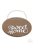 Kerek kopogtató tábla Sweet Home - Barna-fehér