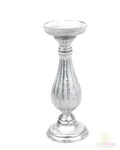 Dekor talpas gyertyatartó 28 cm - Fehér-ezüst