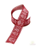 Fehér karácsonyi mintás textil szalag - Bordó