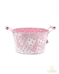 Rombusz mintás hamvas kerek bádog tál - Rózsaszín