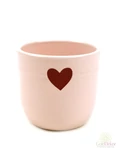 Piros szíves kerámia kaspó kicsi - Rózsaszín