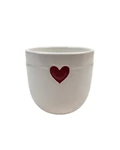 Piros szíves kerámia kaspó nagy - Fehér