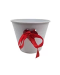 Fém szíves bádog vödör 13 cm - Fehér