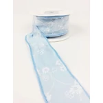 Virág indás textil szalag 4cm - Vil. Kék