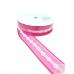 Hálós szalag csipke középpel 2,5 cm - Pink