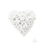 Rattan szív alap 25 cm - Fehér