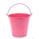 Koptatott szív mintás bádog kaspó - Pink