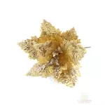Nagy glitteres bársony mikulás virág - Arany