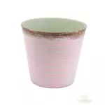 Csíkozott műanyag kaspó 13 cm - Rózsaszín