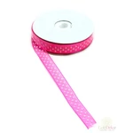 Pöttyös organza  szalag 1 cm - Élénk pink