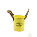 Kötél füles bádog vödör Flowers Garden 10 cm - Sárga