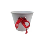 Fém szíves bádog vödör 13 cm - Fehér