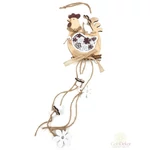 Fehér-barna virágos húsvéti ablakdísz - tyúk