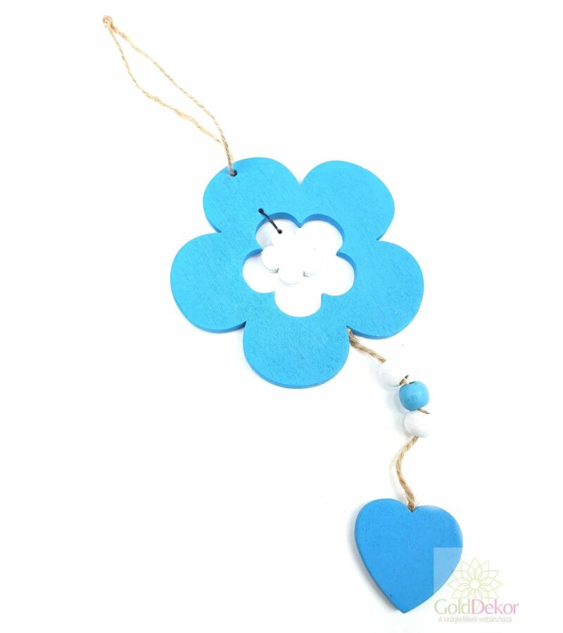 Akasztós fa virág szívvel - Kék